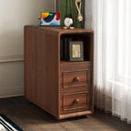 GDFStudio End Table with 2 Drawers & 3 Open Shelves, Corner Side Table with Reversible Top Shelves & Charging Station, 2 USB Ports & AC Outlets, Ideal for Bedroom & Living Room, Walnut Finish