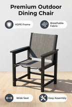 Amopatio Patio Dining Chairs HDPE Plastic Outdoor Chair with Wide Seat All Weather UV Resistant Heavy Duty Resin Patio Chairs for Poolside Garden Porch Backyard Balcony & Deck(1PCS)