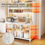 Wide Kitchen Pantry, Large Kitchen Hutch with 2 Microwave Stands, Farmhouse Tall Food Large Wood Pantry Storage Furniture for Dining Room(White,80cm/31.5in)