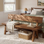 LITTLE TREE Solid Wood Bench with Back, 47-Inch Long Farmhouse Wooden Indoor Window Bench Seat for Entryway, Mudroom, Living Room, Easy Assembly, Rustic Brown