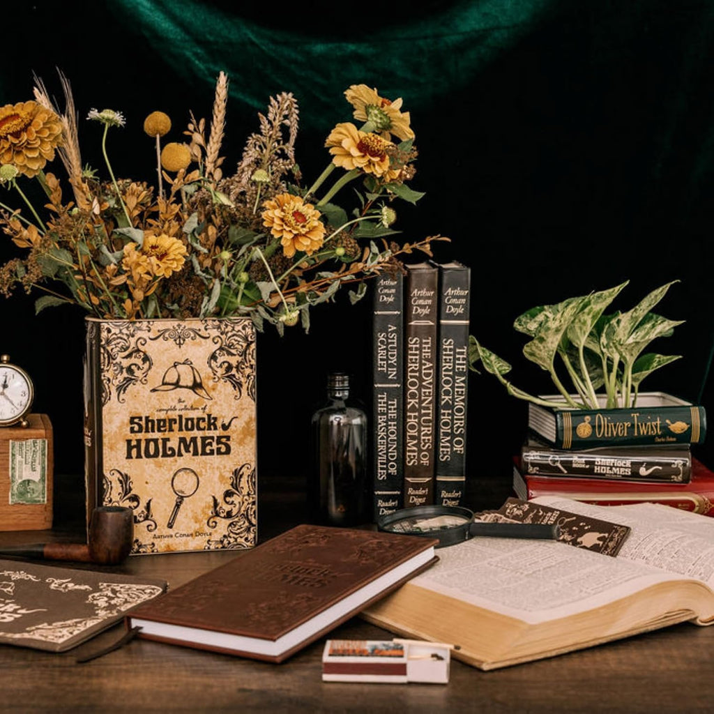 Steel Mill & Co Original Large Book-Shaped Decorative Vase, Ceramic Vases for Home Decor, Cute Bookshelf Decor, Unique Vase for Book Lovers (Sherlock Holmes)