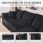106” Modular Sectional Sofa,Modular Cloud Sofa L-Shaped Cloud Couch with High-Density Foam & Corduroy Fabric,Boneless Couch Deep Seat Couch for Living Room Apartments Bedroom No Assembly Required