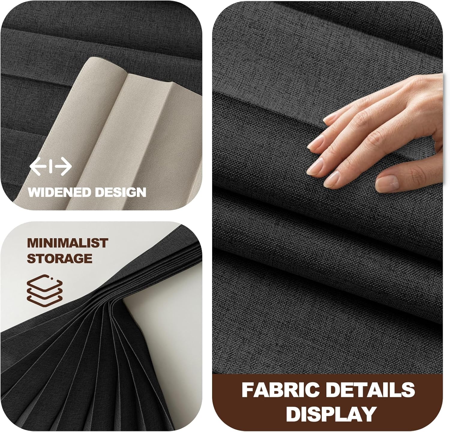 JILRON Accordion-Style Room Divider with Ceiling Track - Foldable Partition Curtain, Easy Installation(Black 100" W x 84" L-Pack of 1)