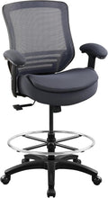 400lbs Office Drafting Chair Wide Dual Seat Cushion Height Adjustable Armrest for High Standing Desk with Lumbar Support and Enlarged Adjustable Footrest (Black Frame Gray Fabric)