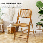 VINGLI Bamboo Folding Chair, Foldable Dining Wood Chairs Comfortable Seat for Outdoor & Indoor, Patio, Porch, Wedding, Party, Event,Brown (4 Pack)