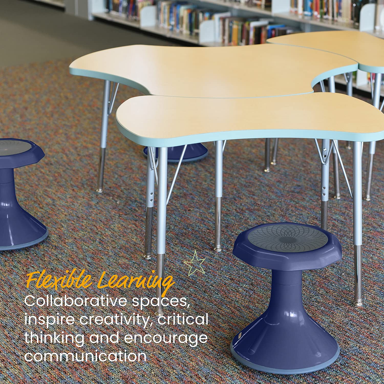 ECR4Kids ACE Active Core Engagement Wobble Stool, 15-Inch Seat Height, Flexible Seating, Navy