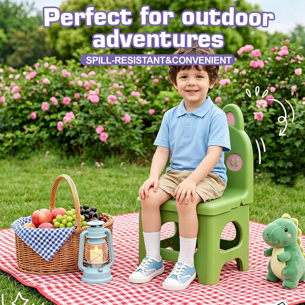 Kids Folding Chair, Ergonomic Small Chair for Toddlers, Durable Plastic Kids Chair for Home Classroom Camping, Lightweight Padded Seat (Green)
