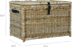 happimess HPM9004B Michael 35" Wicker Storage Trunk, Collapsible for flat storage, Rattan-Kubusoft Gray, Coastal for Office, Dorm Room-LivingRoom, Bedroom, Dining Room, Natural