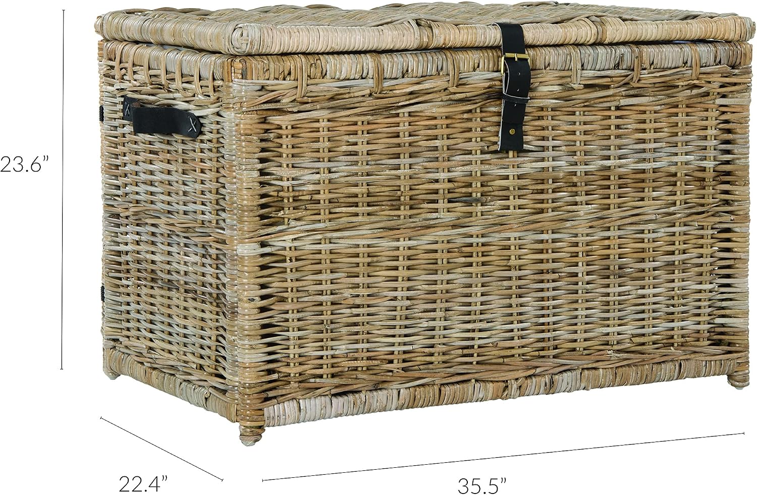 happimess HPM9004B Michael 35" Wicker Storage Trunk, Collapsible for flat storage, Rattan-Kubusoft Gray, Coastal for Office, Dorm Room-LivingRoom, Bedroom, Dining Room, Natural