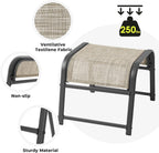 2-Pack Outdoor Textilene Fabric Footstools with Iron Frame - Waterproof Stackable Ottoman Set for Patio Garden and Poolside (Beige)
