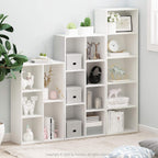 Furinno LUDER Book Shelf, 7-Cube Bookshelf, Bookcase with Open Shelves, 9.4 x 19.5 x 41.7, Easy Assembly, for Living Room, Bedroom, Home Office, Plain White