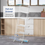 6 Tier Slim Storage Cart with Pull-Out Baskets Rolling Cart with Wheels Wood Top Narrow Utility Cart Metal Shelving Units for Pantry Laundry Room Bathroom Kitchen White 8in(W)