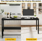 Rovibek 43" Dining Room Table Chairs Set for 4, Modern Space Saving Kitchen Table with 2 Benches & Adjustable Feet Breakfast Table, Wooden Industrial Style Farmhouse, Jet Black