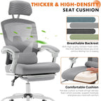 Sweetcrispy Office Computer Desk Chair with Footrest,Ergonomic High-Back Mesh Rolling Work Swivel Chairs with Wheels,Comfortable Lumbar Support,Comfy Arms for Home,Bedroom,Study,Student,Light Grey