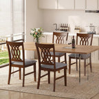 Giantex Upholstered Dining Chairs Set of 2, Farmhouse Fabric Side Chairs w/Cushioned Seats, Patterned Backrests, Sturdy Rubber Wood Frames, Wooden Accent Chairs for Kitchen, Dining Room