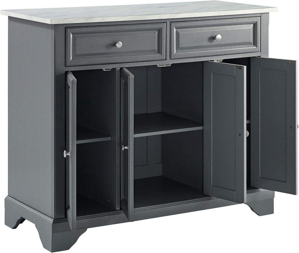 Crosley Furniture Avery Kitchen Island with Storage Shelves, Microwave Stand, Coffee Bar, Gray