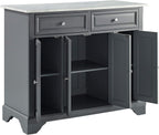 Crosley Furniture Avery Kitchen Island with Storage Shelves, Microwave Stand, Coffee Bar, Gray