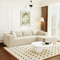 FUFU&GAGA 105.9” Sectional Sofa with Chaise, L-Shape Corduroy Cloud Couch with Pillows, Modern Boneless Sofa for Living Room Apartment, No Assembly Required, Beige, 105.9”W x 68.9”D x 26.4”H