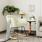 GarveeHome Nursery Rocking Chair, Upholstered Chenille Glider Rocker Chair, Modern Armchair With Wood Legs, Indoor Comfy Accent Chair Nursing Chairs Holds Up to 350 LBS for Living Room, Bedroom, Beige