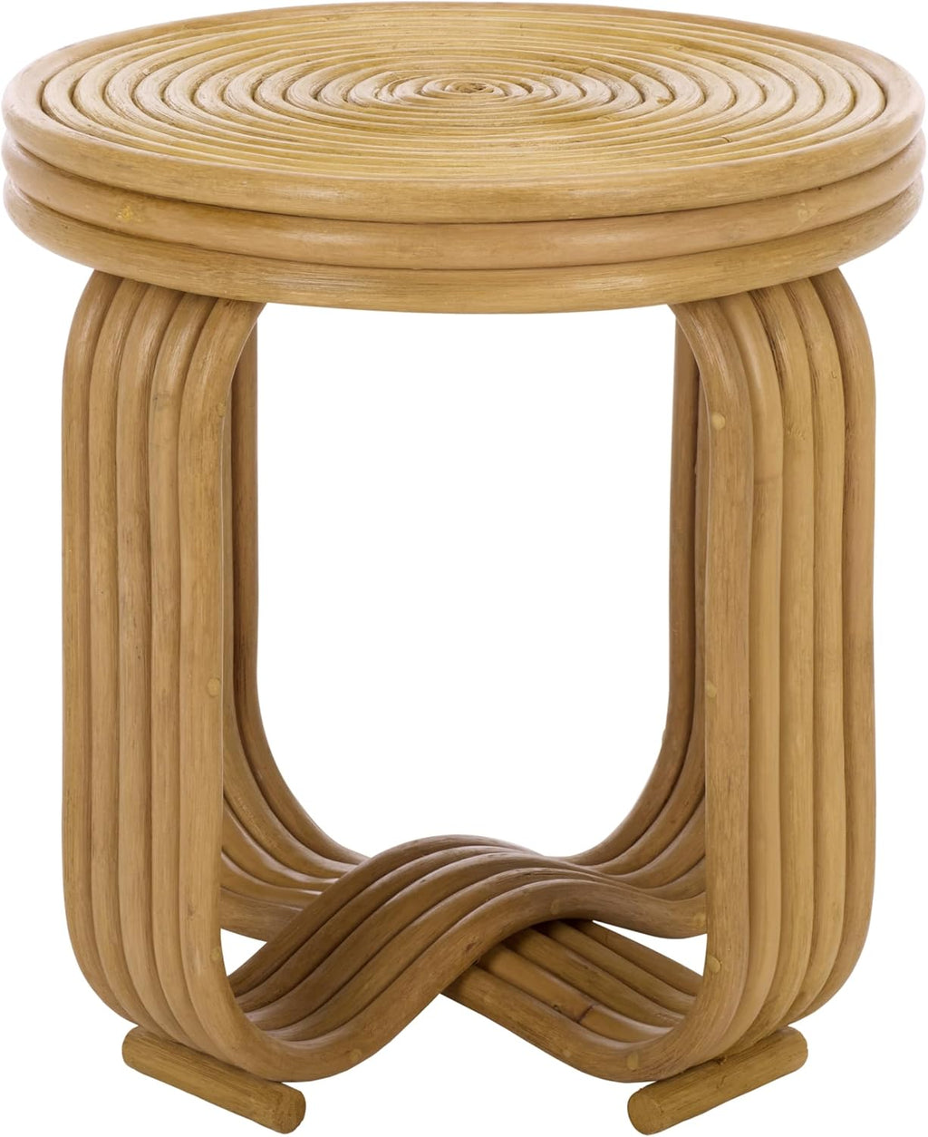 SAFAVIEH Furniture - Asleesh Round Accent Table - Natural Rattan - Fully Assembled - Ideal for Living Room, Bedroom, 16.5" W x 16.5" D x 17.7" H (ACC9901A)