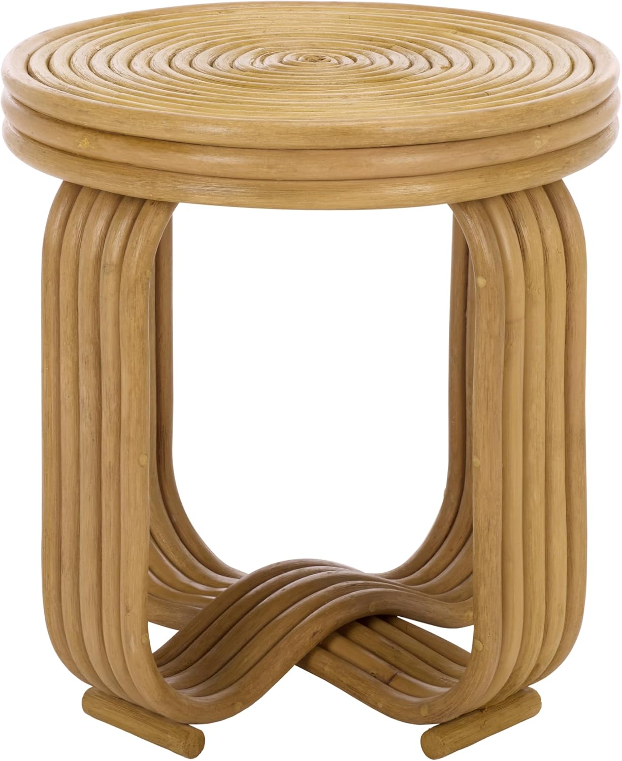 SAFAVIEH Furniture - Asleesh Round Accent Table - Natural Rattan - Fully Assembled - Ideal for Living Room, Bedroom, 16.5" W x 16.5" D x 17.7" H (ACC9901A)
