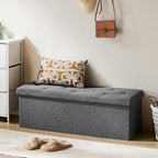DUMOS 43 Inch Folding Storage Ottoman Bench, Large Hidden Storage Chest with Thicker Foam Padded Seat, End of Bed Foot Rest Stool for Bedroom Living Room Entryway, Load 660 lbs, Grey