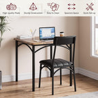 3-Piece Dining Table Set for 2, Kitchen Table Set with 2 Upholstered Chairs, Square Dining Table Set for Apartment, Studio, Small Space, Brown