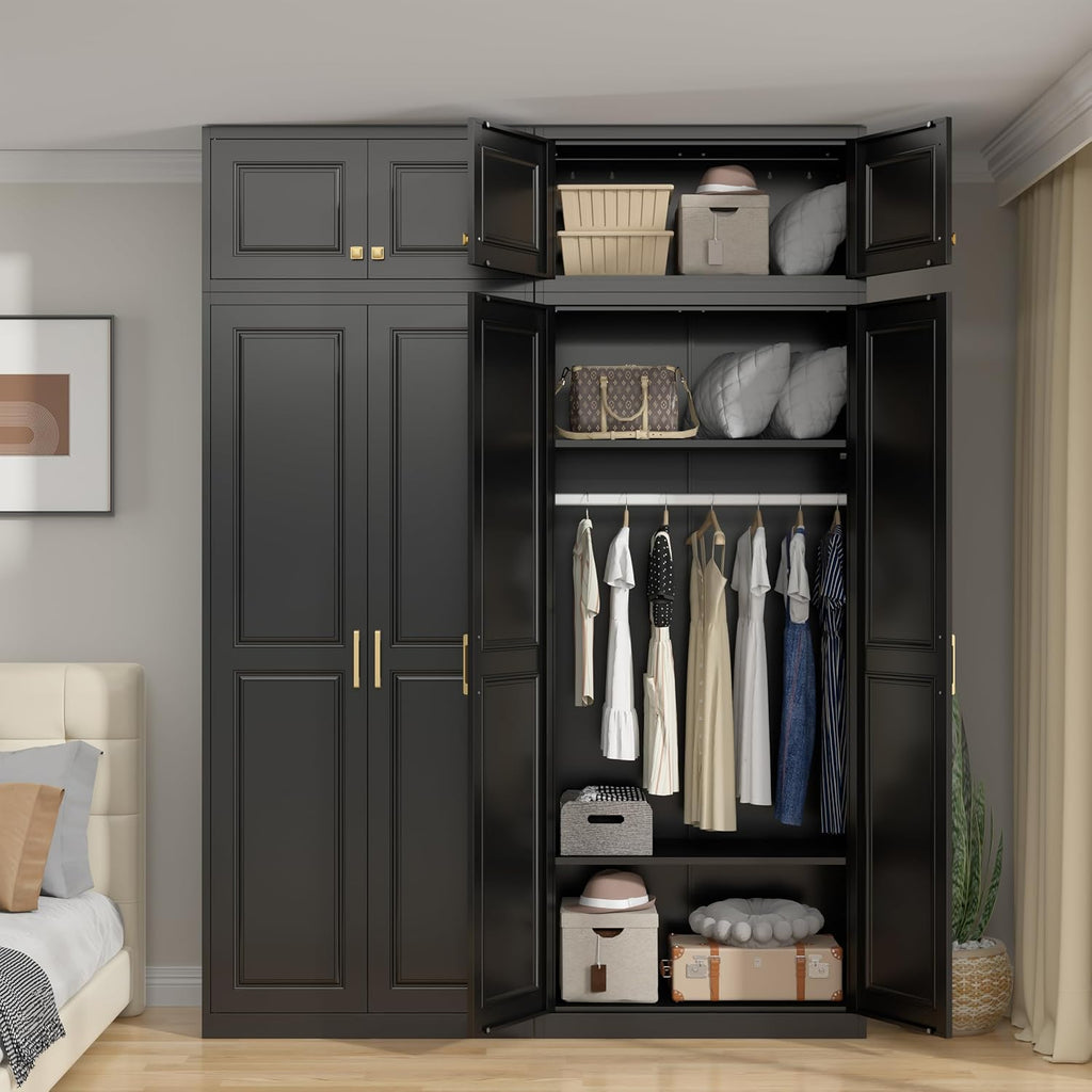 UNICOLY 15" Wall Mounted Storage Cabinet, Small Armoire Wardrobe Closet | Small Hanging Cabinet for Bedroom School, Employee, Gym, Armarios De Ropa para Dormitorio, Assembly Required, Black