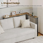 YATINEY 70.9" Narrow Console Table with Adjustable Height (27.6"-35.4"), L Shaped Sofa Table Narrow Long, Skinny Behind Couch Table with USB-C Ports, 5.9" Wide Sofa Side Table, Rustic Brown CT28UBR
