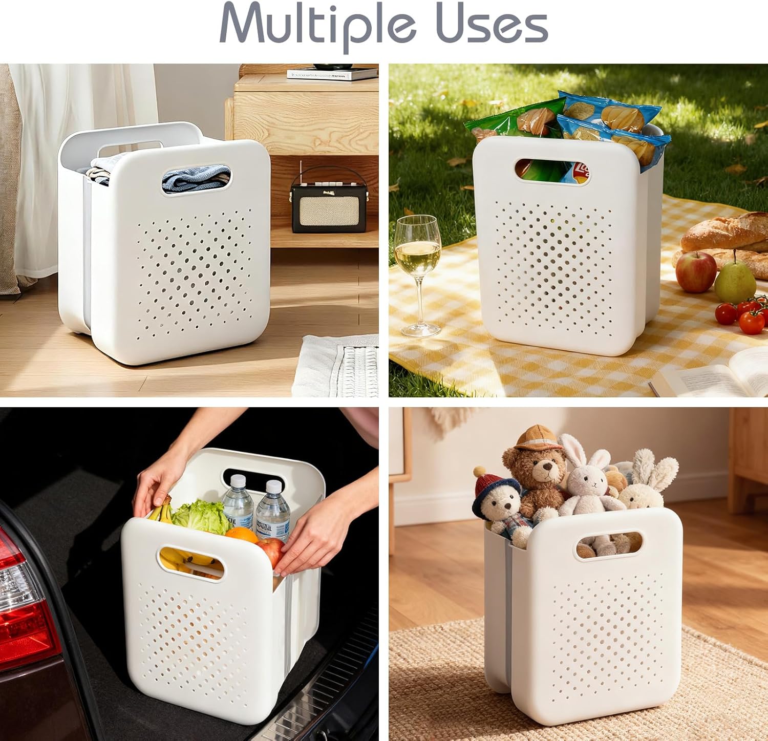 Goderewild Collapsible Laundry Basket, Space-Saving Wall-Mounted Hamper, Detachable Hanging Organizer for Home, Dorms, RVs, Measures 11.8" x 8" x 14.7" In (White)