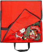 HOMEST Christmas Wreath Storage Container, Wreath Bag, Durable Material, Zipper, Extra Securing Straps, Reinforced Handles, Dust, Pest Protection, 24" Premium Wreath Storage Organizer Box
