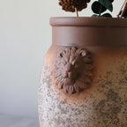 Rustic Farmhouse Vase, Lion Head Pattern Design for All Home Decor Styles, Ceramic Flower Vase, Ideal for Living Room,Dining Room, Mantel, Bedroom,Office, Bookshelf Decoration