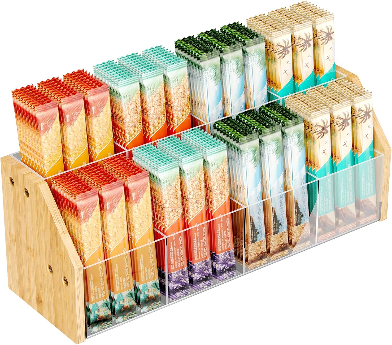 NiHome 2-Tier Drink Packet Organizer, 8 Slot for Sugar Packets, Tea Bags