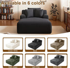 Avenix 66" Oversized Boneless Chaise Lounge Chair Indoor, Cloud Corduroy Reading Chair Deep Seat Sofa Couch Bed with 3 Pillows for Living Room, No Assembly Required, Black