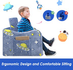 Kids Couch Extra Large, Glow in the Dark Folding Kids Sofa for Boys, 2 Seats Comfy Couch for Children Bedroom Playroom Nursery, Astronaut