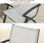 Set of 2 Outdoor Patio Chairs with Lightweight Frame & 100° Adjustable Back, Aluminum Sling Back Dining Chairs with Extra Wide Seat and Armrest for Garden Camping Beach Deck Poolside