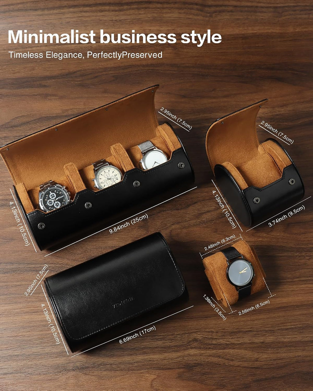 Premium Watch Travel Case, Odor-Free PU Leather Watch Roll for 1/2/3 Watches Protective Storage with Gift Box, Ideal for Men's Gifts & Business Travel, Coffee