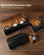 Premium Watch Travel Case, Odor-Free PU Leather Watch Roll for 1/2/3 Watches Protective Storage with Gift Box, Ideal for Men's Gifts & Business Travel, Coffee