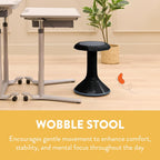 Back2School Express Wobble Sensory Stool for Classroom - 18” Active Flexible Seating Chair for Kids, 220lb Capacity, GREENGUARD Gold Certified, Black