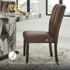 Signature Design by Ashley Jazmore Dining Chairs Set of 2, Contemporary Upholstered Velvet Side Chairs, Comfortable Cushioned Seat and Solid Wood Frame, Ideal for Dining Rooms, Mocha Brown