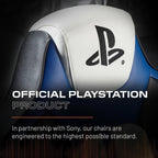 X ROCKER Playstation Legend 2.1 Gaming Chair with Speaker, Wireless Bluetooth Audio Console Gaming Chair, Voice Activated Vibration, Official Playstation for PS5 PS4 PC Mobile - WHITE BLUE BLACK
