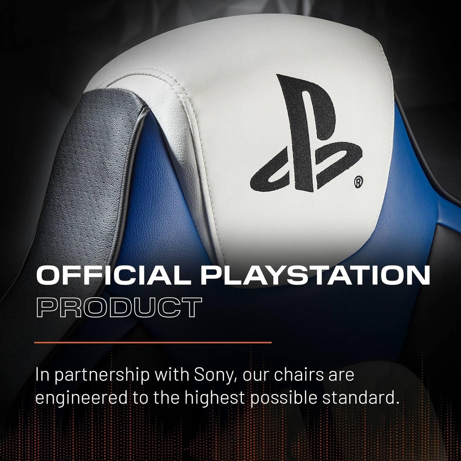 X ROCKER Playstation Legend 2.1 Gaming Chair with Speaker, Wireless Bluetooth Audio Console Gaming Chair, Voice Activated Vibration, Official Playstation for PS5 PS4 PC Mobile - WHITE BLUE BLACK