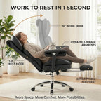 Big and Tall Office Chair, 400lbs Heavy Duty Wide Seat Executive Chair with Footrest, High Back Leather Computer Desk Chair for Home Office (Black)