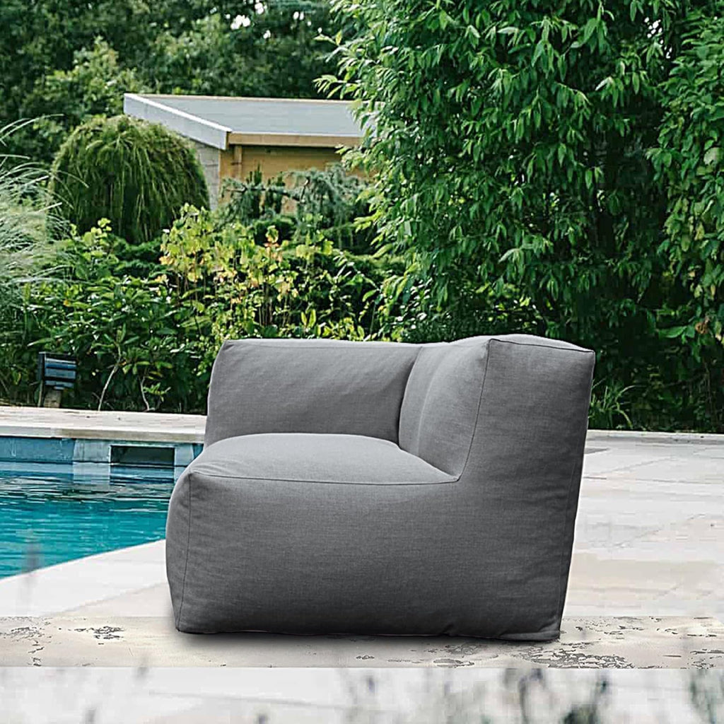 Dineli Modern Arm-Rest Chair Coner Chair Outdoor Furniture Comfy Patio Couch Sofa Outdoor Bean Bag Chair Creating a Unique Patio Garden Modular Contemporary Sofa Lazy Sofa for Outside - Dark Gray