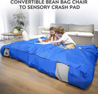Bean Bag Chair and Sensory Crash Pad, Convertible Beanbag Folds from Lazy Chair to Floor Sensory Crash Pad, Giant Lazy Sofa Chairs with Memory Foam Filling, Machine Washable