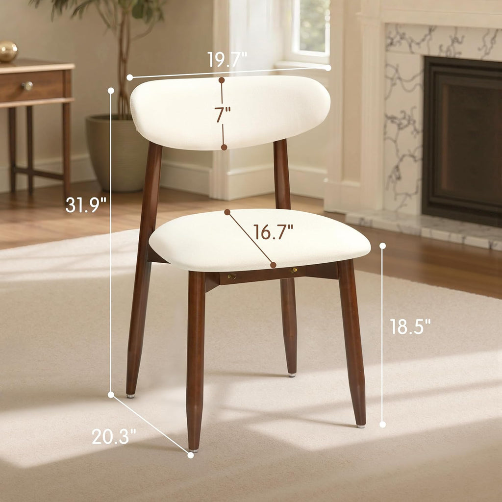 CHUN YI Dining Chairs Set of 4, Upholstered Wooden Dining Room Chairs, Mid Century Modern Fabric Kitchen Chair with Ergonomic Curved Backrest, Beige (Only Chairs)