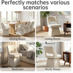 VKNOW Upholstered Swivel Dining Chairs, Modern Dining Room Chairs with Open Back, Chenille Fabric Kitchen Chairs for Dining Room, Living Room, Bedroom, Vanity, Beige(1 Pack)