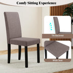 GOFLAME Upholstered Dining Chairs Set of 2, Fabric Kitchen Chairs with Padded Seat, Tilt Backrest, Rubber Wood Legs, Armless Side Chairs for Dining Room, Living Room, Restaurant, Brown