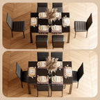 Bealife Kitchen Dining Table Set for 6, Tempered Glass 7 Piece Table and Chairs Set Modern for Home, Kitchen, Living Room, Dining Room,Black