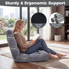 COSTWAY Floor Chair, 14 Positions Adjustable Floor Gaming Chair with Back Support, Flannel Fabric, Folding Floor Seating Lounger for Adults &Kids, Living Room (Grey)